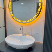 Geometrik Kumlamalı LED'li Ayna #7